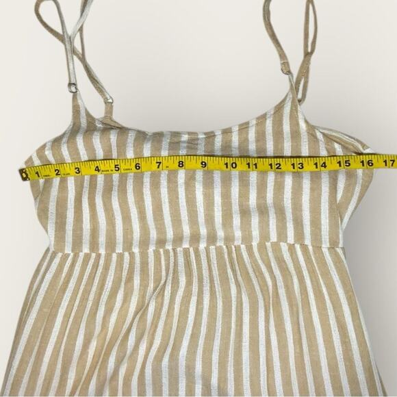 NWT | Elan | Khaki Stripe Spaghetti Strap Maxi Dress | White/Beige | Small - Picture 8 of 12